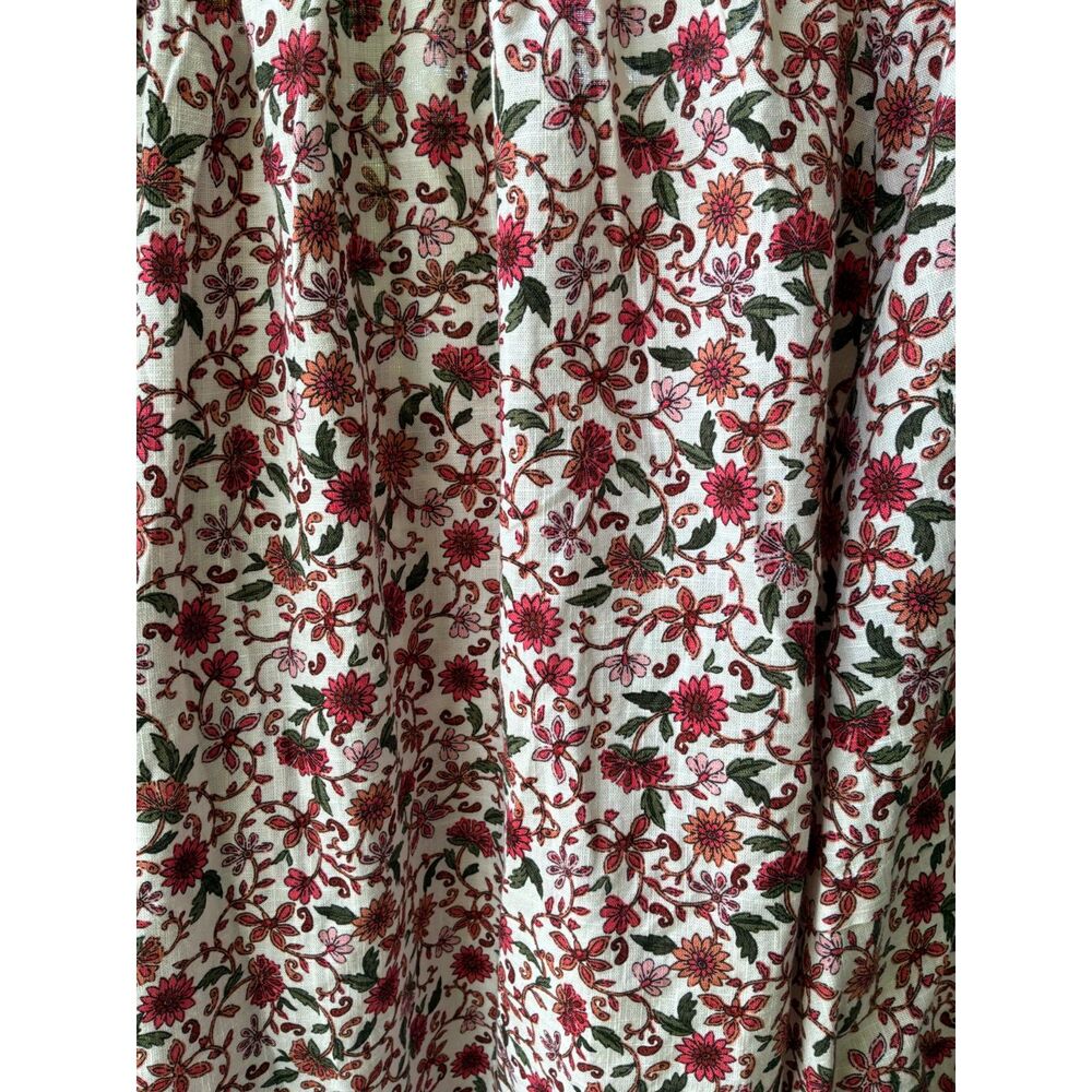 Old Navy Sz 4 Poet Peasant Blouse Floral Botanical Tassel Cotton Work Church - Picture 5 of 8